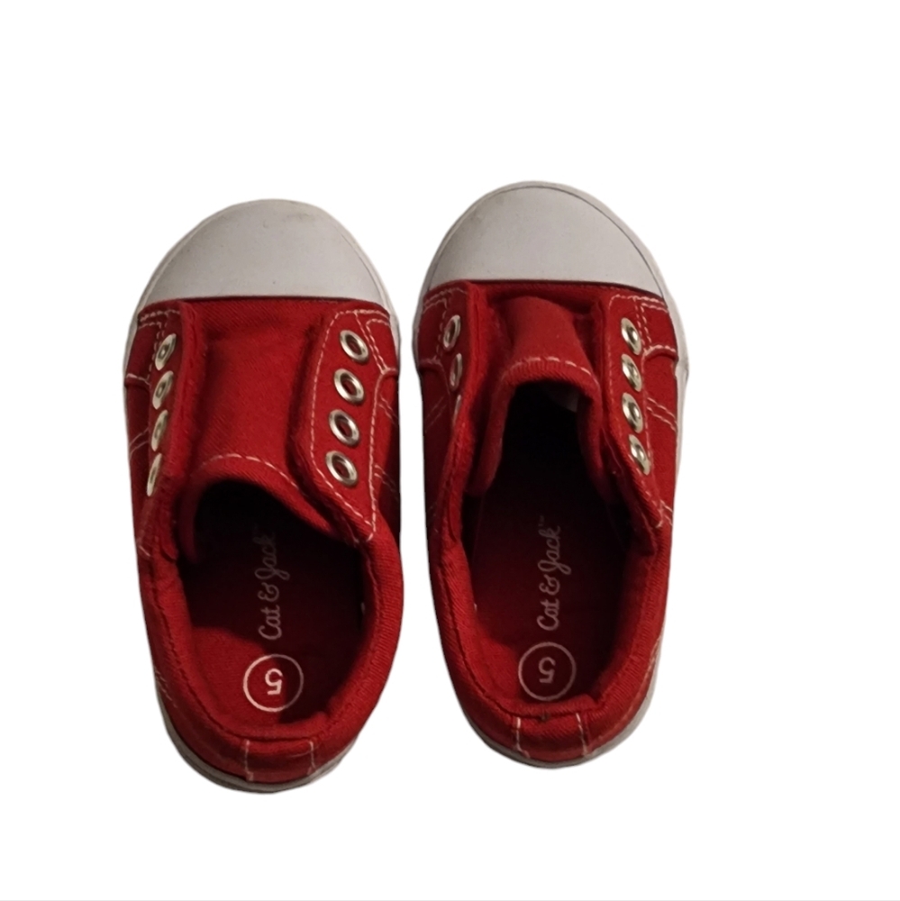 NWOB Cat & Jack Unisex Red Canvas Slip-on Sneakers - Size 5